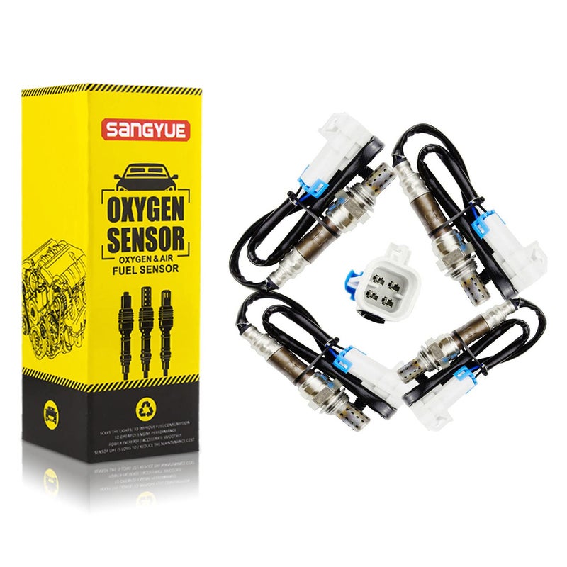 Sangyue 4X Oxygen Sensor for 2003 2004 2005 Chevrolet Chevy Suburban 1500 Silverado 1500 Escalade Tahoe Sierra 1500 Yukon XL 1500 5.3L Upstream + Downstream - Image 1